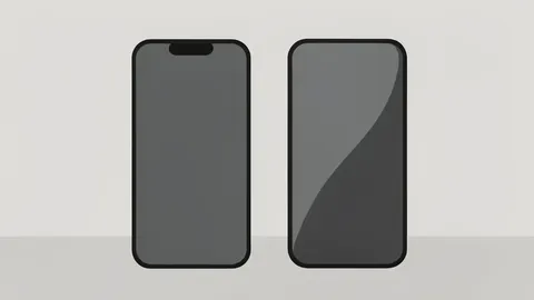 Two sleek, rectangular smartphone devices standing upright side-by-side on a clean, neutral surface