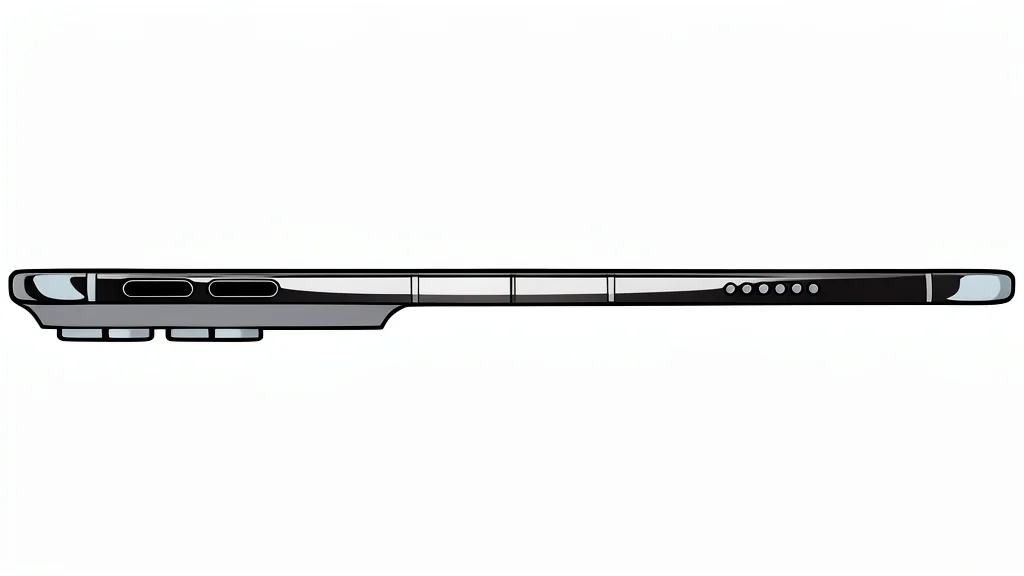 A sleek, cylindrical stylus pen resting on a matte surface next to a folded smartphone device.