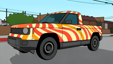 A rugged electric pickup truck parked on a dusty rural road near a herd of bison