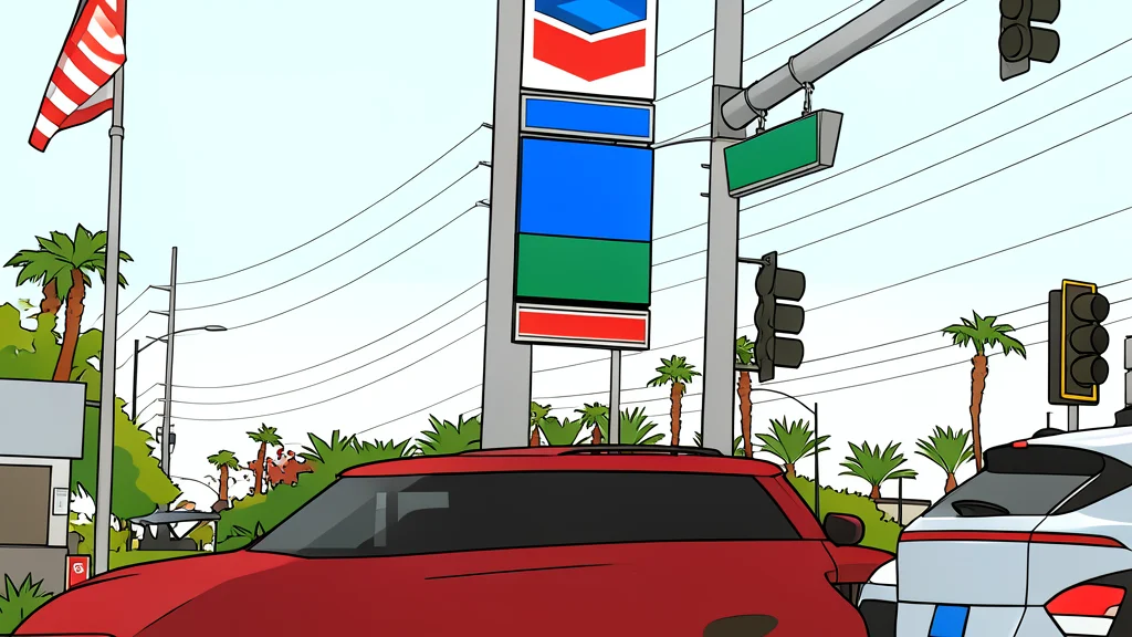 A red gas pump nozzle rests on gray concrete beside a black fuel tank.