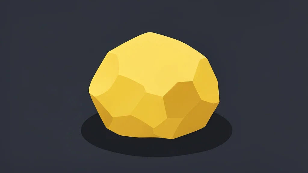 A rough, unrefined nugget of gold resting on a dark, textured surface