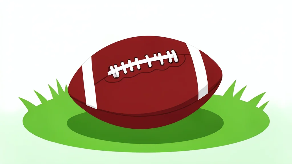 An American football resting on green grass
