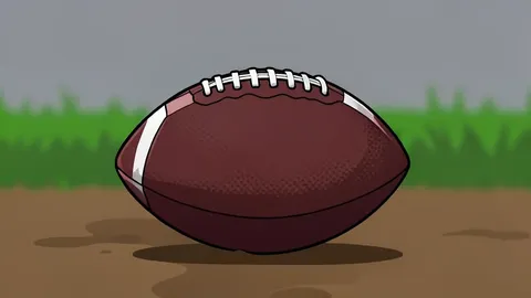 A muddy American football field with white yard lines and goalposts in the distance