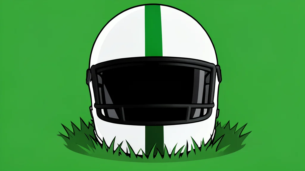 A green football helmet resting on a grass field