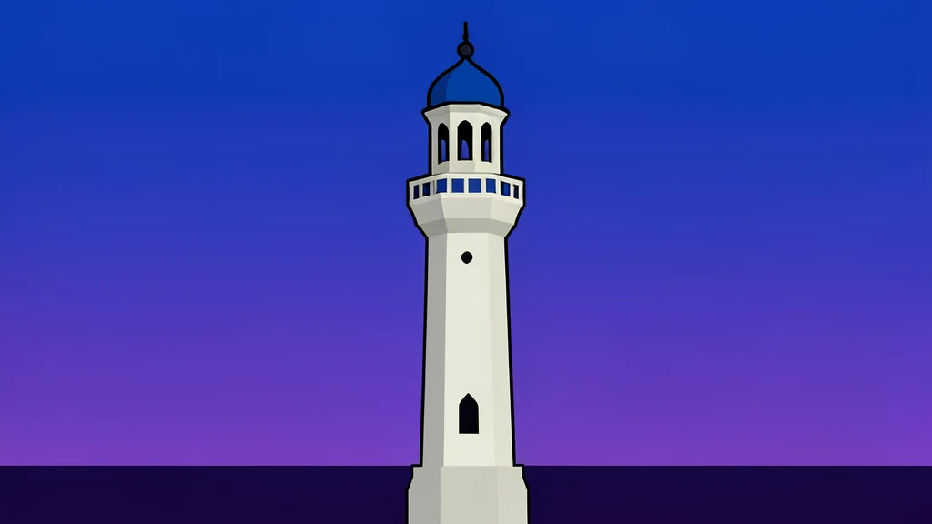 A mosque minaret standing against a twilight sky