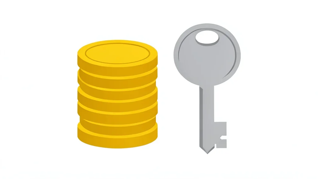 A stack of coins next to a house key