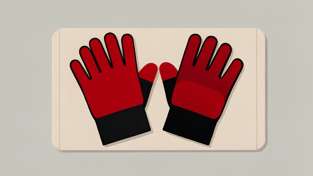 A pair of red and black padded gloves resting on a canvas mat