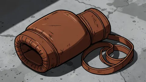 A pair of worn leather boxing gloves resting on a wooden table