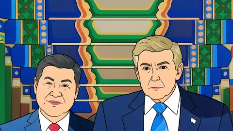 Two stylized national flags standing side-by-side on a diplomatic table
