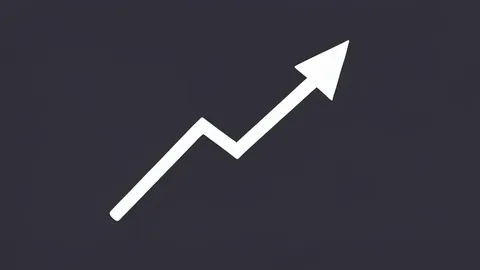 A flat-vector illustration of an abstract upward-trending line graph on a dark background.