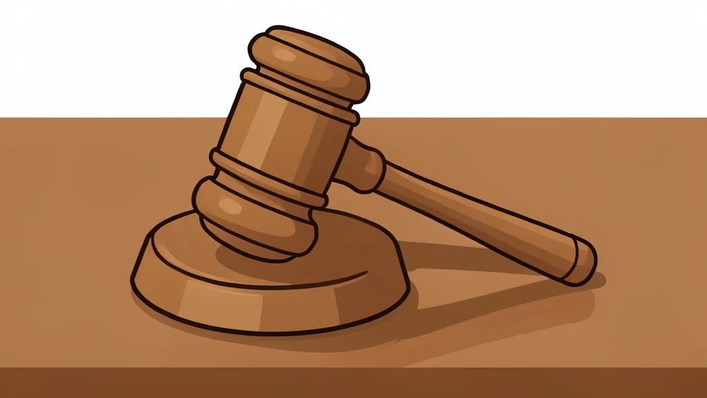 A wooden gavel resting on a polished table surface