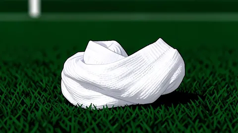 A single white football resting on green grass