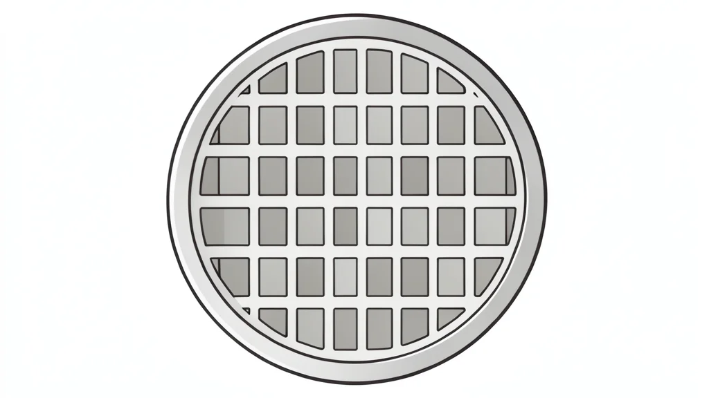 A close-up vector illustration of a silicon wafer featuring a precise grid of square microchips.