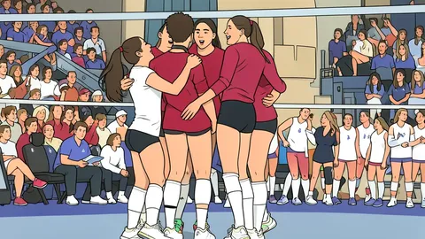 A white volleyball resting on a polished wooden gymnasium floor