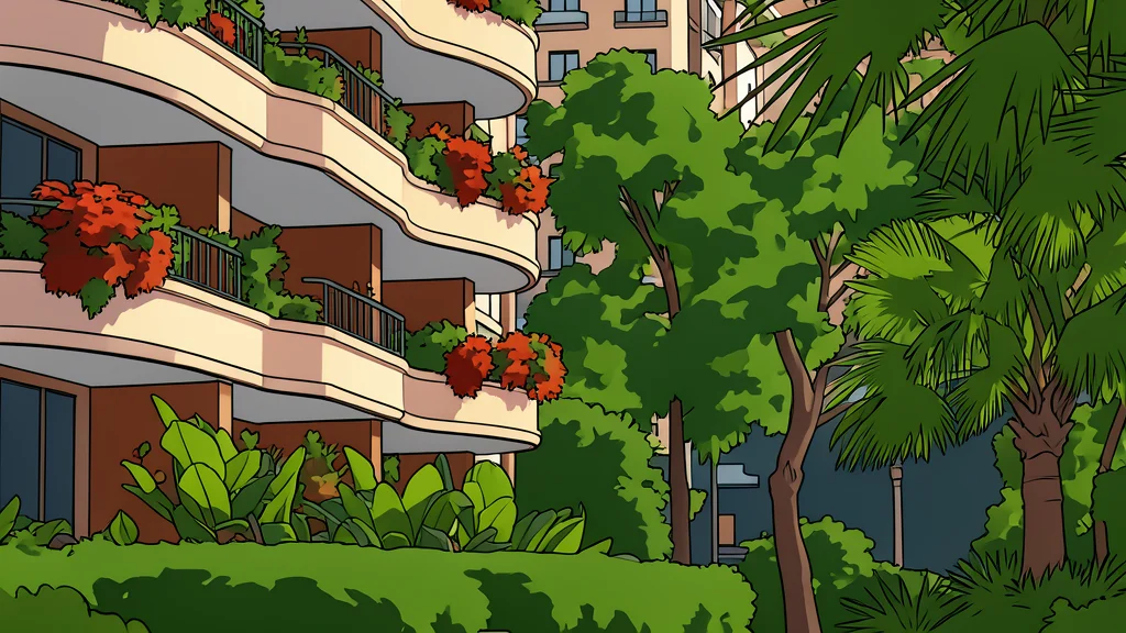 A modern multi-story apartment building with balconies and large windows