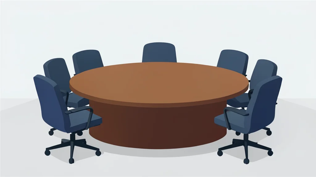 A diplomatic conference room with a round table and chairs