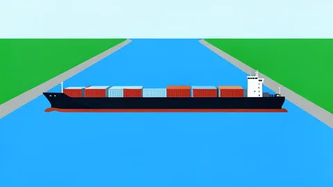 A large cargo ship moving through a wide waterway