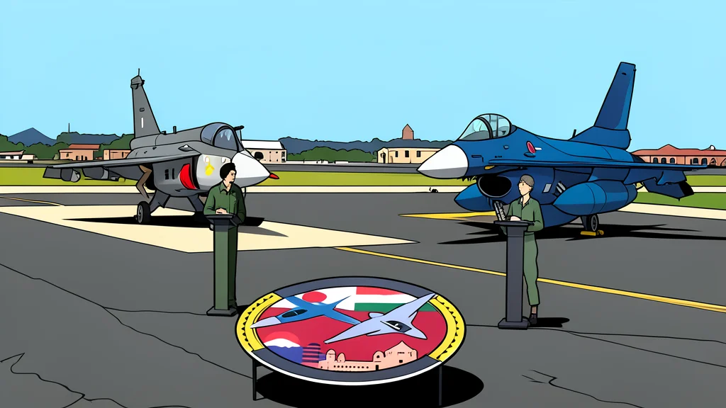 A single light combat aircraft with an open canopy parked on a tarmac under a clear blue sky.