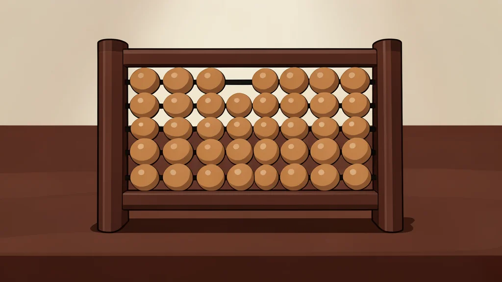 A traditional Chinese abacus resting on a wooden desk