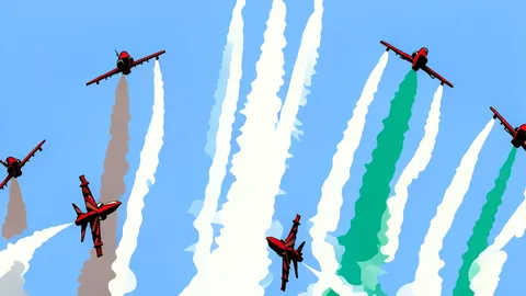 A formation of jet aircraft flying in a tight line against a clear blue sky, leaving trails of white smoke.