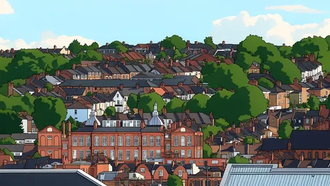 A flat-vector illustration of a detached suburban house with a front garden and a driveway.