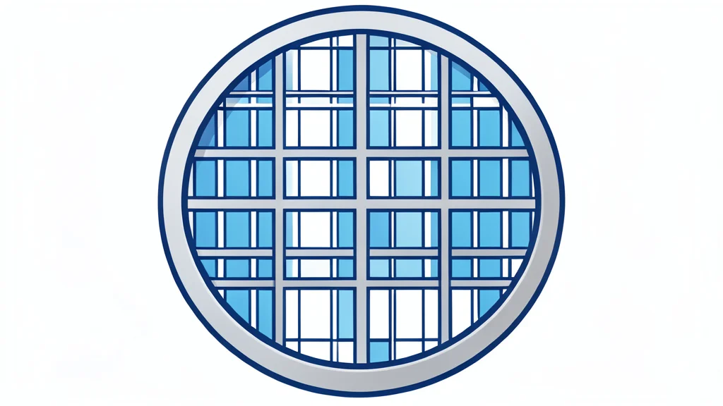 A close-up view of a silicon wafer with a grid of square integrated circuits