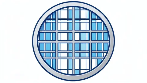 A close-up view of a silicon wafer with a grid of square integrated circuits