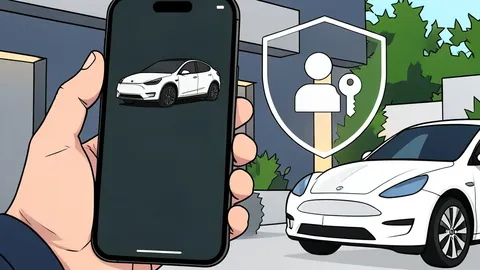 A flat vector illustration of a smartphone displaying a fingerprint icon on a dark screen