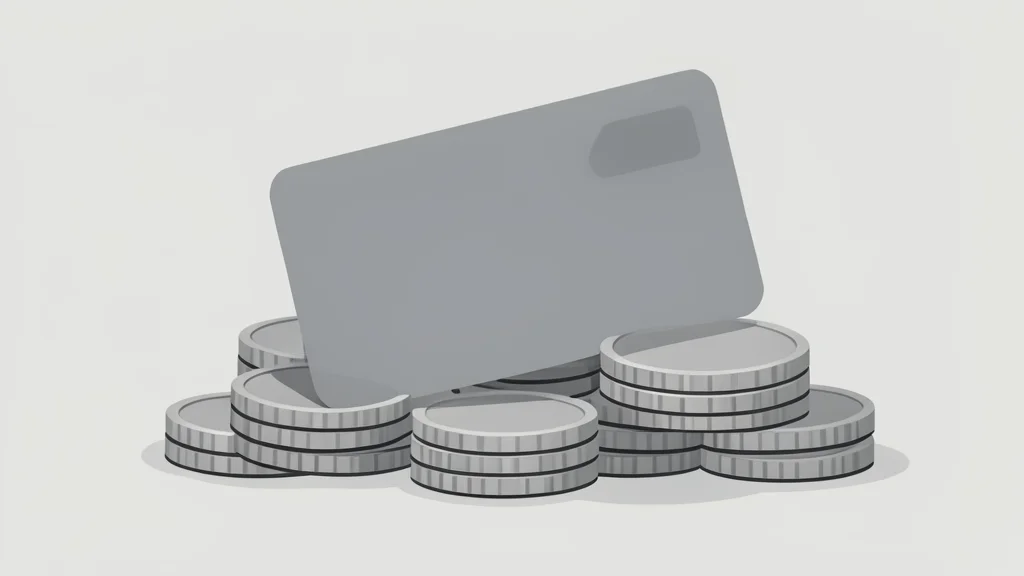 A credit card resting on a stack of physical coins