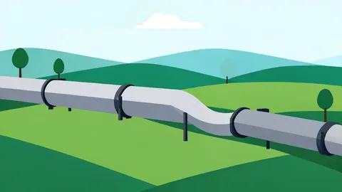 A large industrial gas pipeline stretching across a landscape