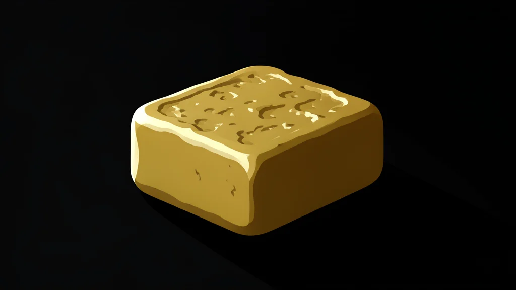 A single, polished gold coin resting on a dark, reflective surface