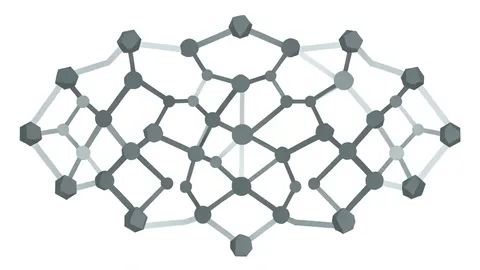 A cluster of interconnected hexagonal nodes forming a stable geometric lattice