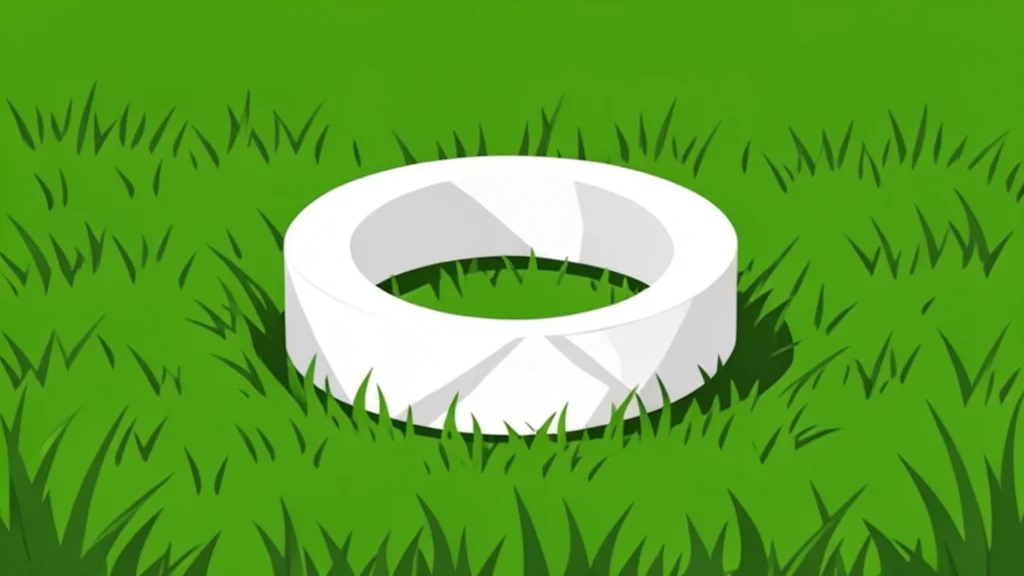 A red padded football helmet resting on green grass with white yard lines.