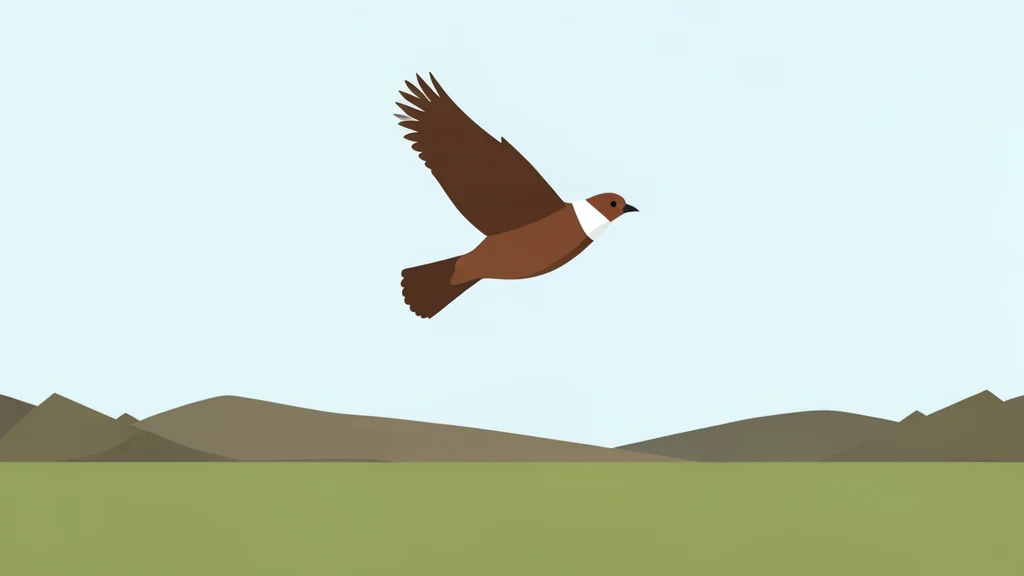 A clay pigeon flying through the air above a grassy shooting range