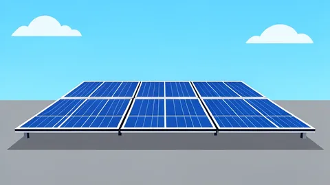 A wide-angle view of a solar panel array installed on a flat rooftop under a clear blue sky.