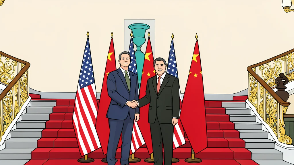 Two stylized national flags standing side-by-side on a diplomatic table