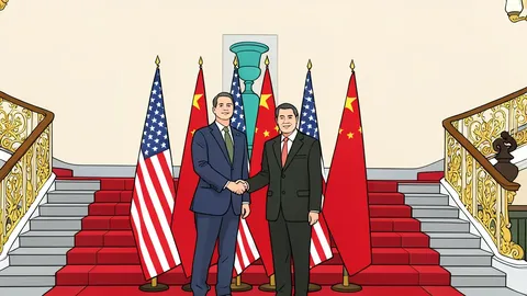 Two stylized national flags standing side-by-side on a diplomatic table