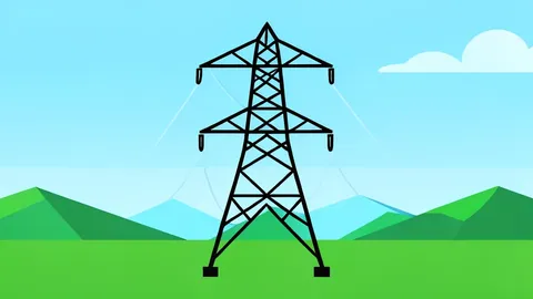 A high-voltage electricity pylon standing in a field