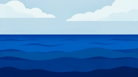 A vast expanse of deep blue ocean water with gentle waves stretching towards a distant horizon under a cloudy sky.