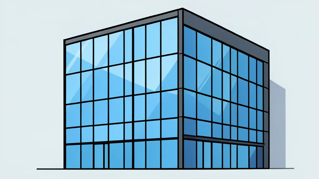 A modern glass office building facade with reflective windows