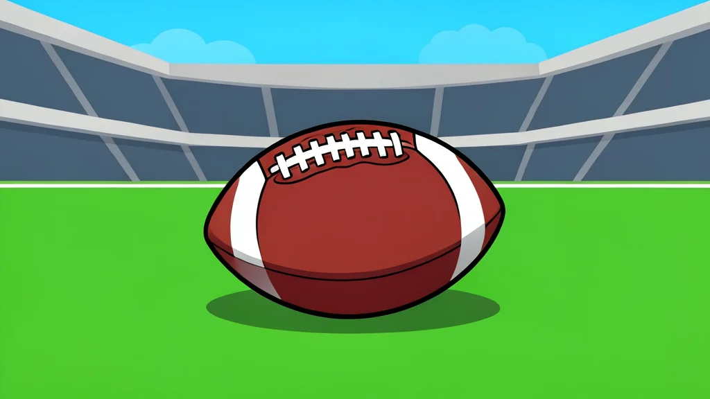 A football resting on the green grass of a stadium field