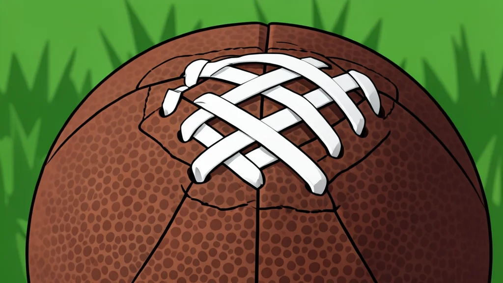 A football resting on green grass