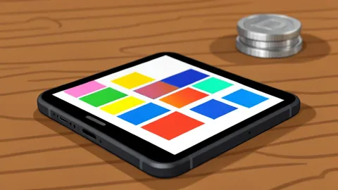 A flat-vector illustration of a smartphone next to a stack of physical coins.