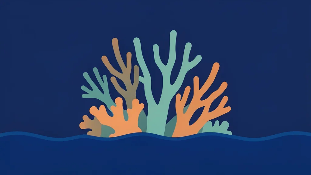 A coral reef structure rising from deep blue ocean water