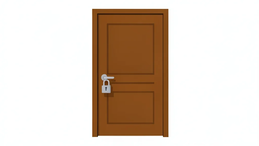 A closed wooden office door secured by a heavy metal padlock.