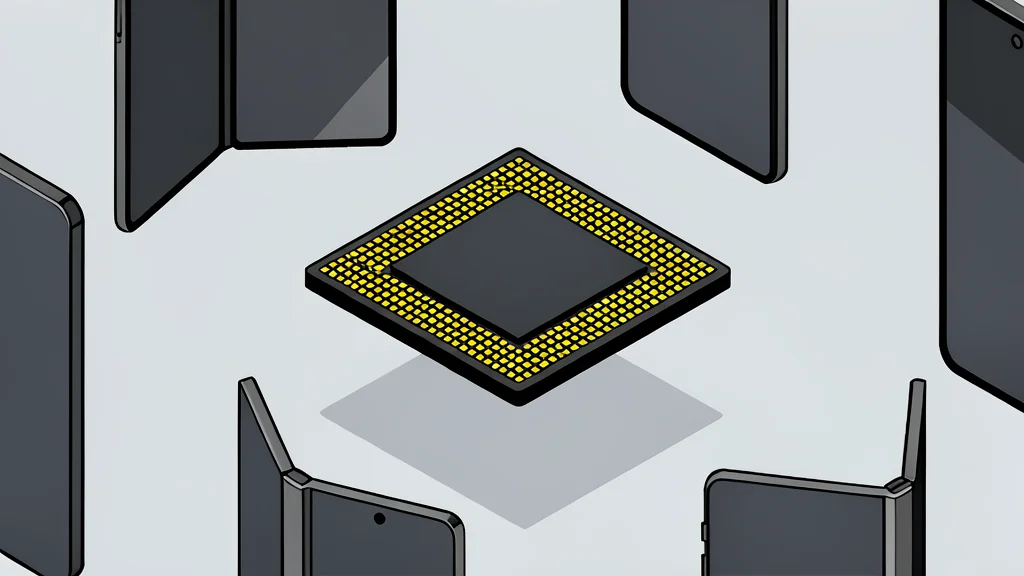 A close-up vector illustration of a silicon wafer featuring a grid of square integrated circuits.