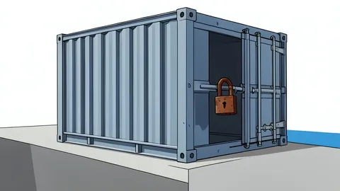 Two large wooden crates sitting on a dock, one stamped with a star and the other with a crescent moon, separated by a wide gap