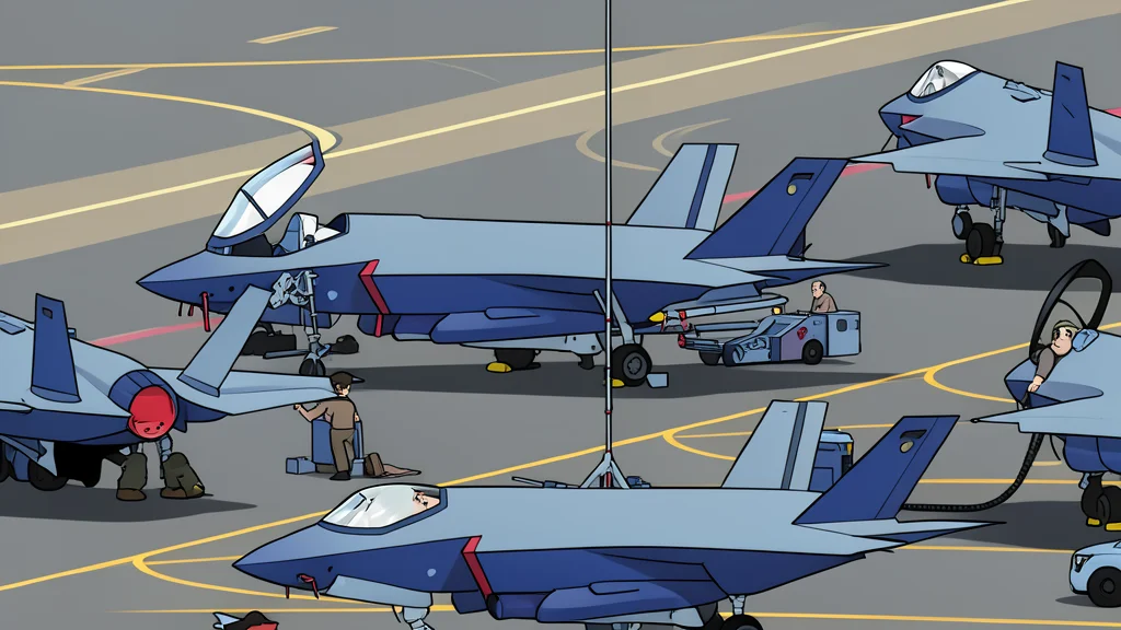 A sleek, dark grey stealth fighter jet parked on a concrete tarmac under a clear sky