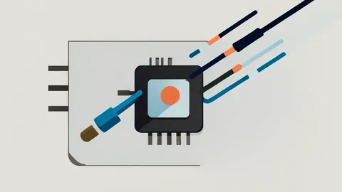 A close-up view of a complex optical fiber array connected to a semiconductor chip