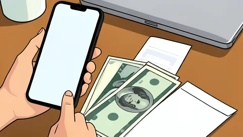 A stack of generic banknotes next to a mobile phone symbolizing financial transfers